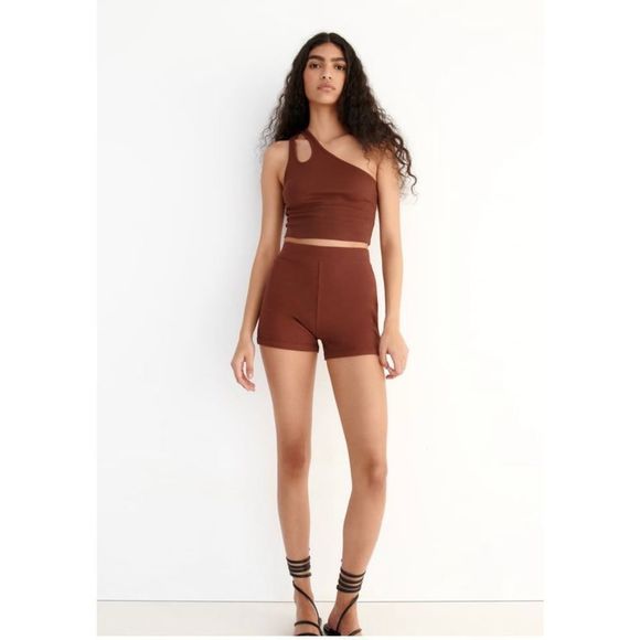 Zara High Waist Ribbed Shorts NWT - Picture 1 of 6